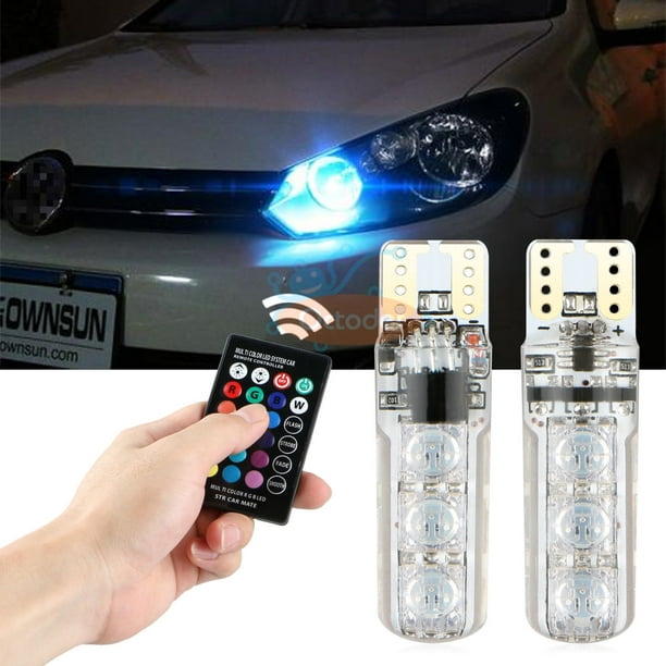 T10 5050 6SMD RGB LED Multi Color Light Car Wedge Bulbs Remote Control Universal